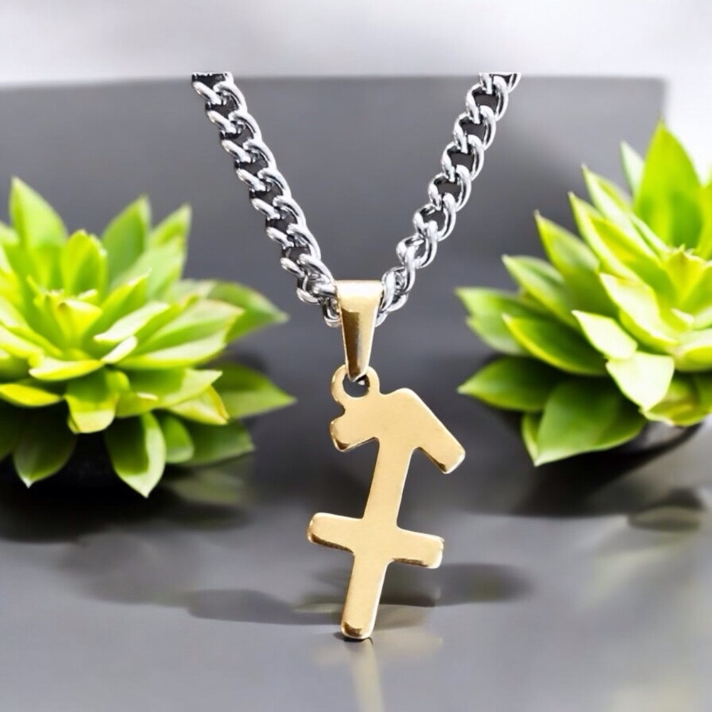 🆕 Sagittarius Zodiac Sign Pendant Necklace Stainless Steel